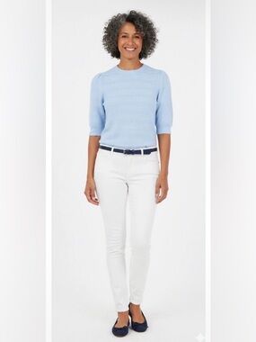 Free Assembly Puff Sleeve Knit Sweater Tee Blue XS NWT